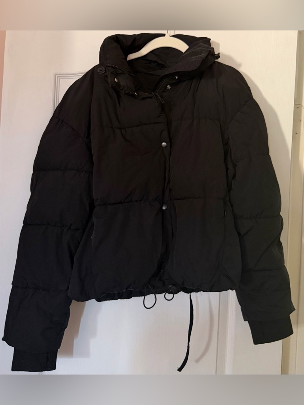 Zara Black Puffer Jacket with Removable hood